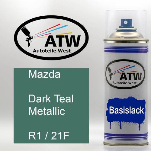 Mazda, Dark Teal Metallic, R1 / 21F: 400ml Sprühdose, von ATW Autoteile West.